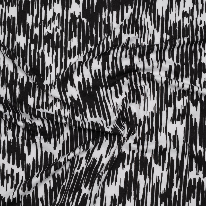 Stretch Polyester ITY Jersey - Black and White Abstract - Deadstock