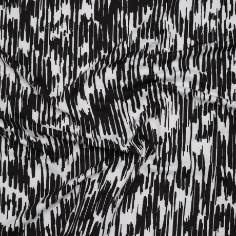 Stretch Polyester ITY Jersey - Black and White Abstract - Deadstock