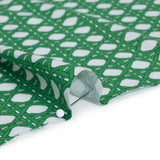 Stretch Polyester ITY Jersey - Kelly Green and White Wicker Basket Lattice - Deadstock