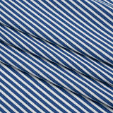 Cotton and Viscose Jersey - Cobalt Blue and White Candy Stripes - Deadstock