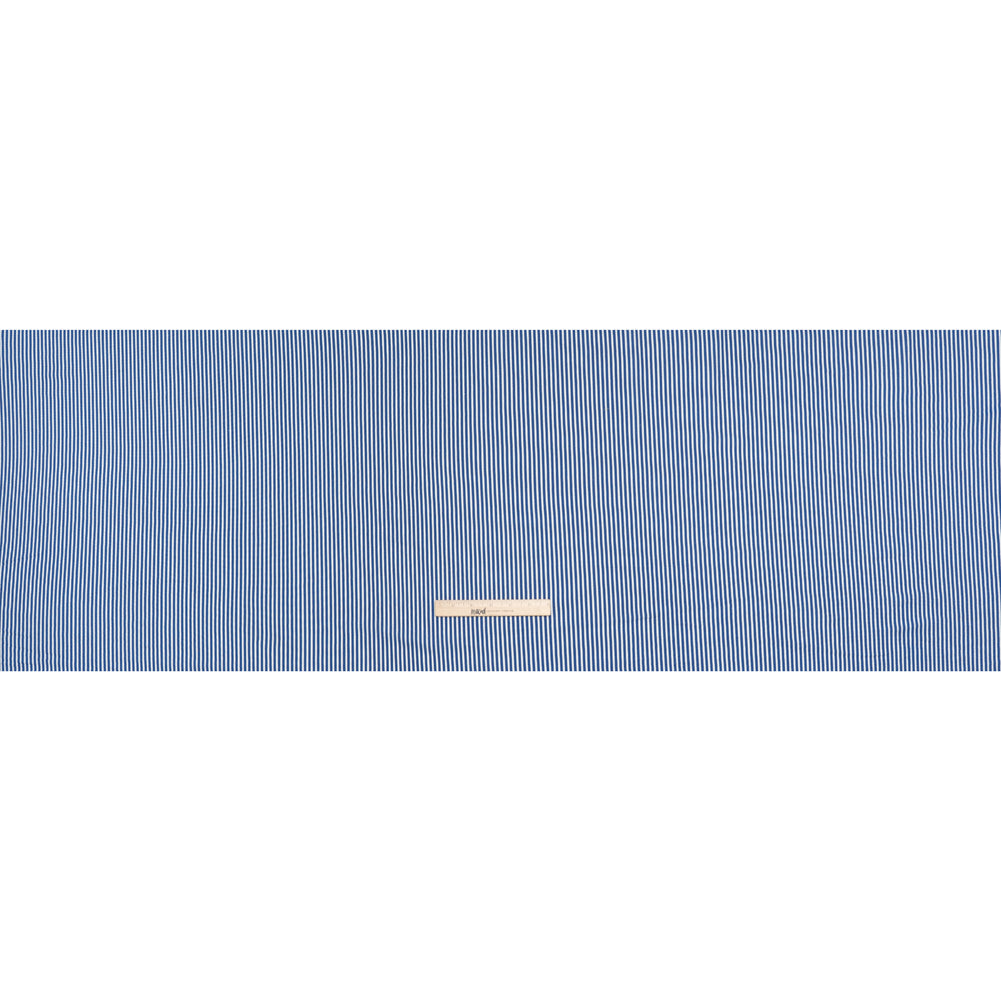 Cotton and Viscose Jersey - Cobalt Blue and White Candy Stripes - Deadstock