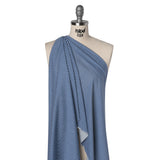 Cotton and Viscose Jersey - Cobalt Blue and White Candy Stripes - Deadstock