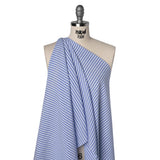 Rayon Seersucker - Light Blue and White Stripes - Deadstock