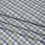 Cotton Shirting - Balsam Green, Muted Blue and Beige Plaid - Deadstock