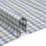 Cotton Shirting - Balsam Green, Muted Blue and Beige Plaid - Deadstock