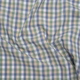 Cotton Shirting - Balsam Green, Muted Blue and Beige Plaid - Deadstock
