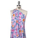 Stretch Rayon Jersey - Pink, Blue and Golden Yellow Paisley Floral - Deadstock