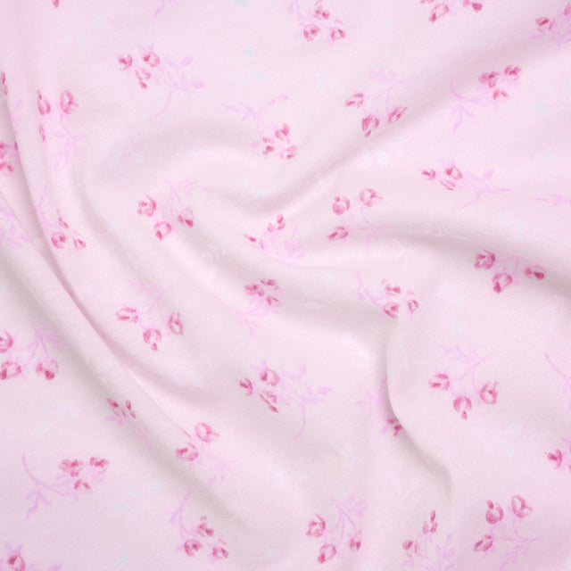 Cotton Jersey - Light Pink Flower Buds - Deadstock