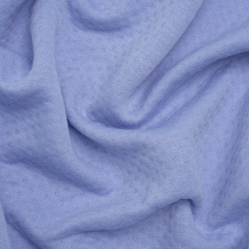 Polyester and Rayon Quilt Textured Double Knit - Country Blue Polka Dots - Deadstock