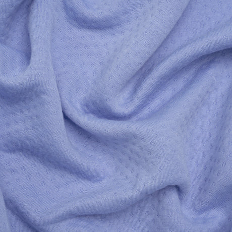 Polyester and Rayon Quilt Textured Double Knit - Country Blue Polka Dots - Deadstock