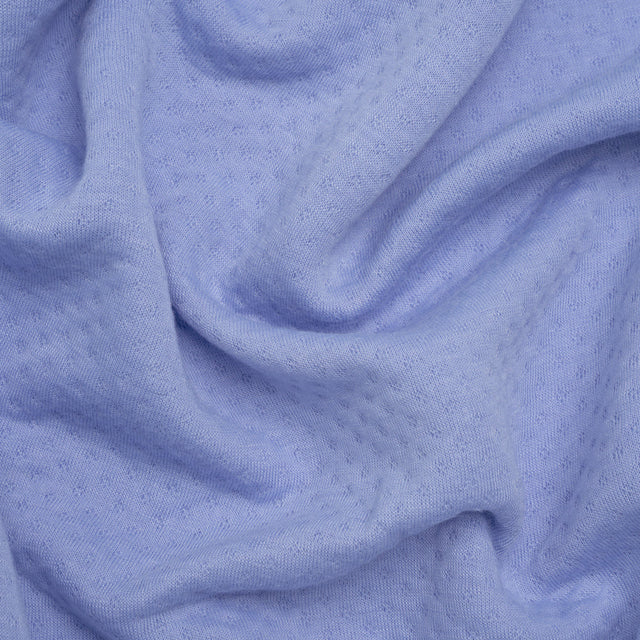 Polyester and Rayon Quilt Textured Double Knit - Country Blue Polka Dots - Deadstock