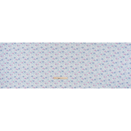 Cotton and Polyester Jersey - Mint Green, Blue and Magenta Seashells - Deadstock