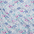 Cotton and Polyester Jersey - Mint Green, Blue and Magenta Seashells - Deadstock