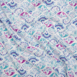 Cotton and Polyester Jersey - Mint Green, Blue and Magenta Seashells - Deadstock