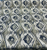 Thylane Indigo Ikat Chenille Upholstery Fabric - Indigo, Navy Blue/Off White, 56.5" Width (1 Yard)