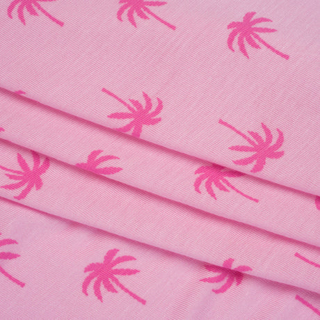 Stretch Rayon Jersey - Pink Tonal Palm Trees - Deadstock