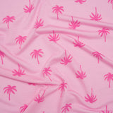 Stretch Rayon Jersey - Pink Tonal Palm Trees - Deadstock