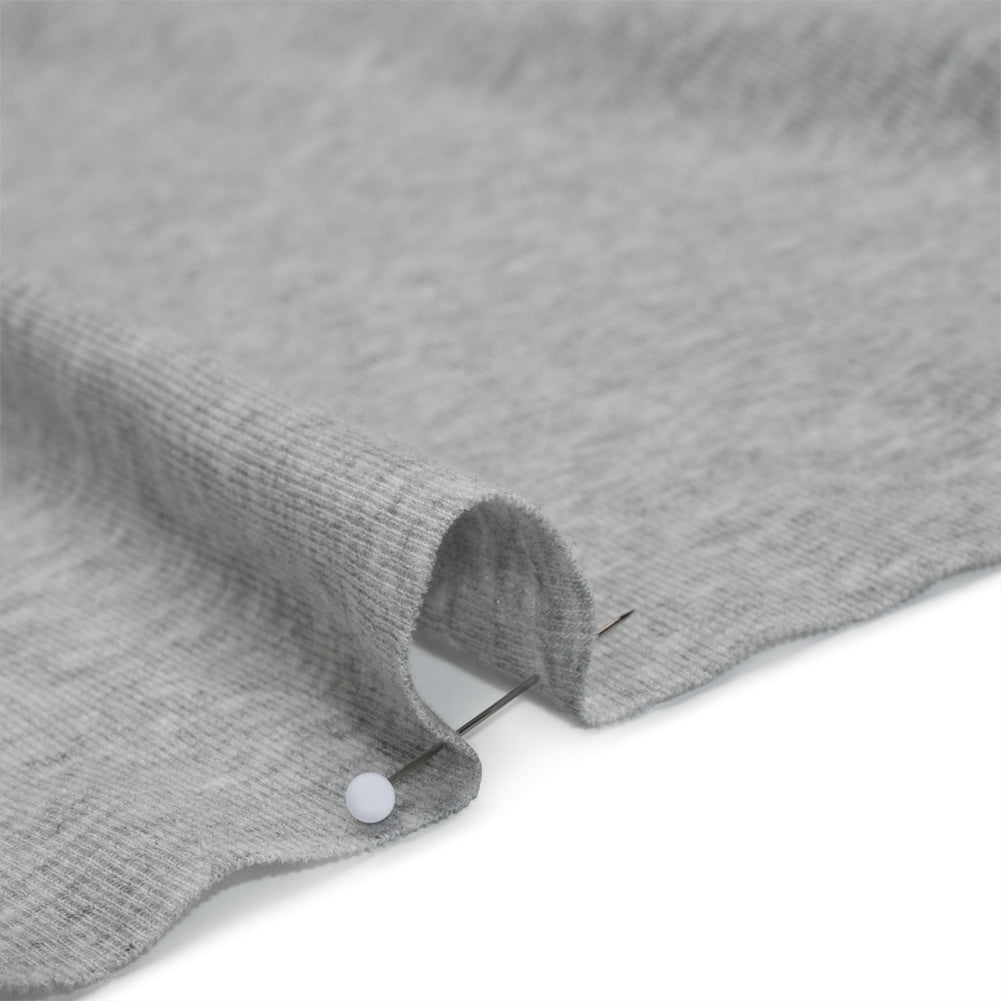 Cotton and Rayon 1x1 Rib Knit - Heathered Gray - Deadstock