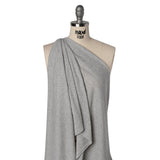 Cotton and Rayon 1x1 Rib Knit - Heathered Gray - Deadstock
