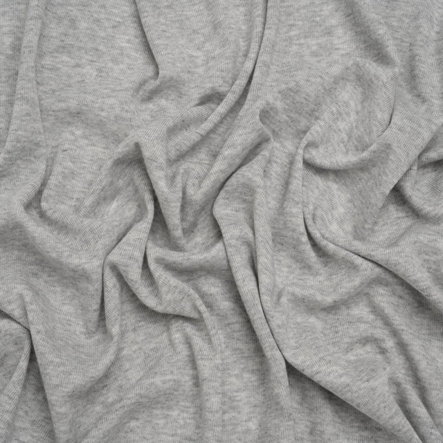 Cotton and Rayon 1x1 Rib Knit - Heathered Gray - Deadstock