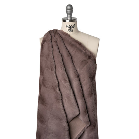 Textured Short Pile Recycled Polyester Faux Fur - Dusty Mauve Abstract