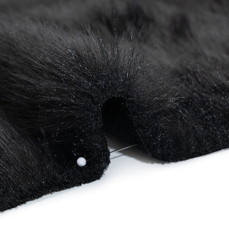 Long Pile Recycled Polyester Faux Fur - Black