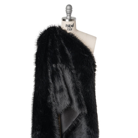 Long Pile Recycled Polyester Faux Fur - Black