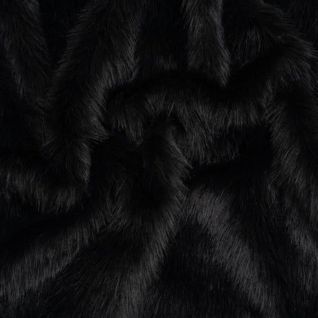 Long Pile Recycled Polyester Faux Fur - Black