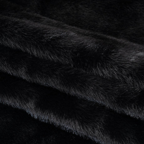 Medium Pile Recycled Polyester Faux Fur - Black