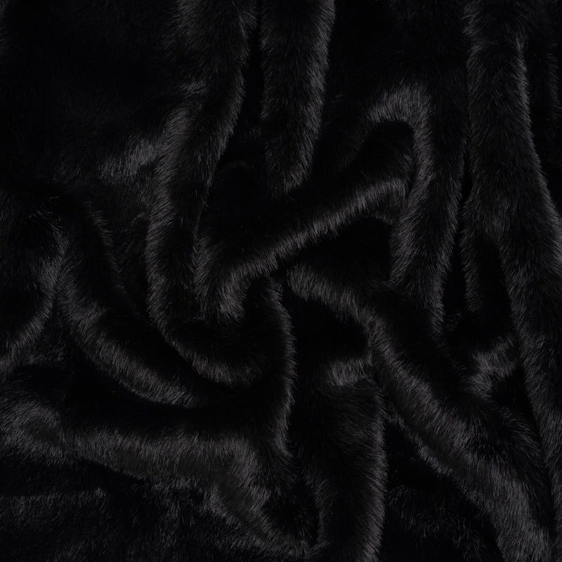 Medium Pile Recycled Polyester Faux Fur - Black