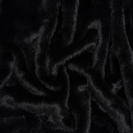 Medium Pile Recycled Polyester Faux Fur - Black
