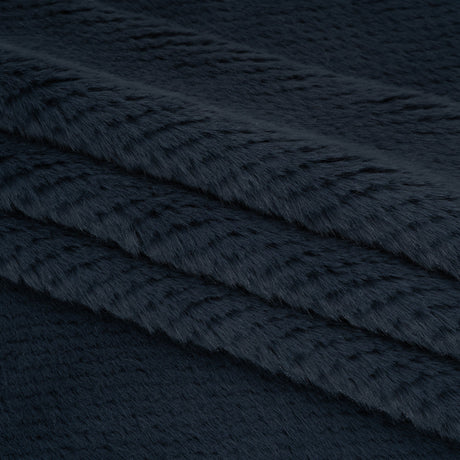 Medium Pile Recycled Polyester Faux Fur - Dark Teal Diamonds Texture