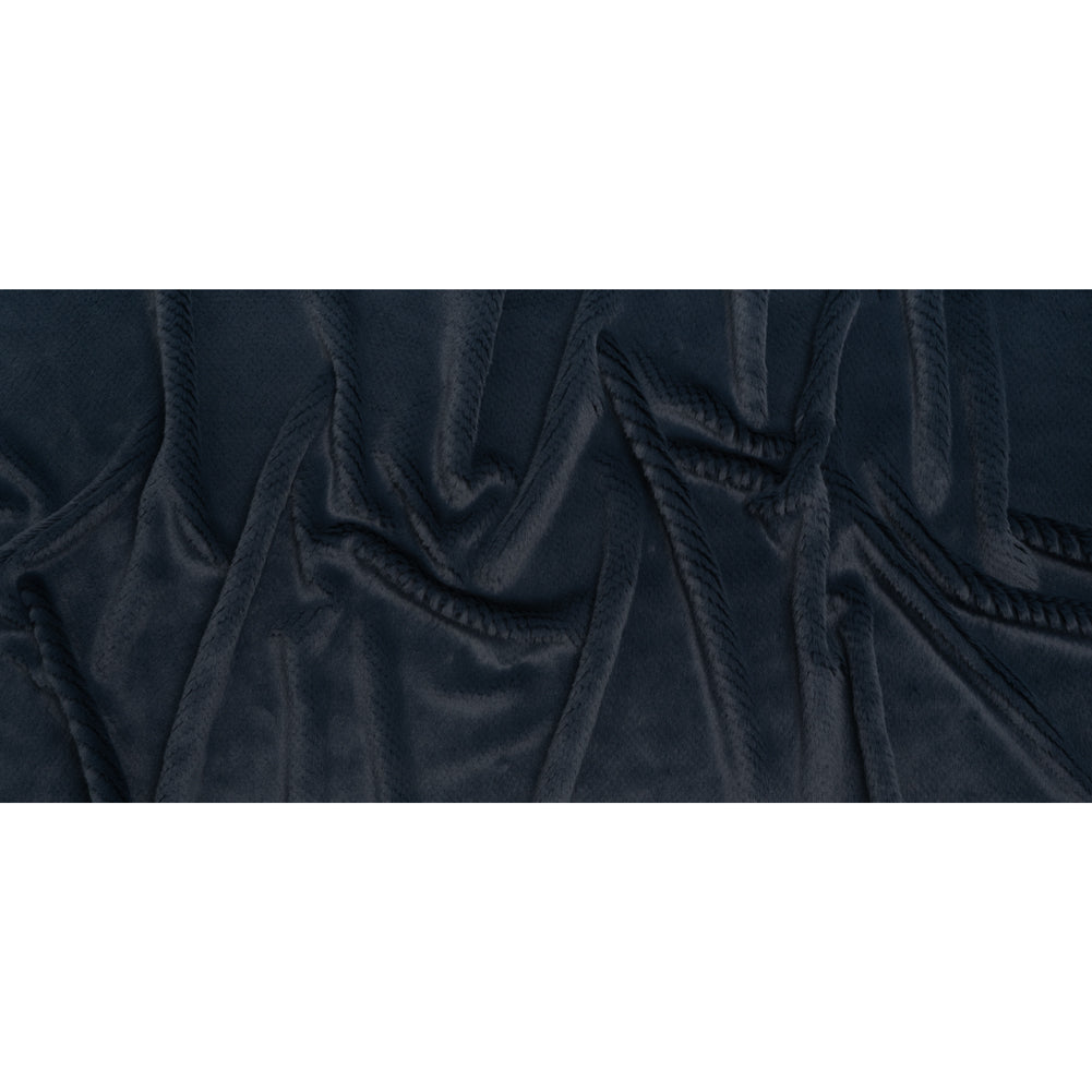Medium Pile Recycled Polyester Faux Fur - Dark Teal Diamonds Texture