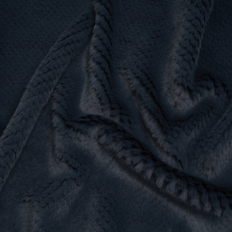 Medium Pile Recycled Polyester Faux Fur - Dark Teal Diamonds Texture