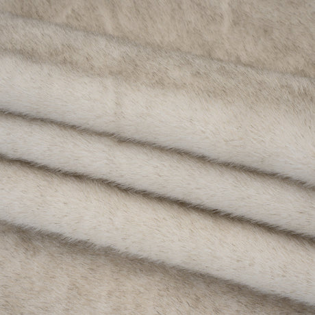 Plush Two-Tone Short Pile Recycled Polyester Faux Fur - Ivory with Black Tips