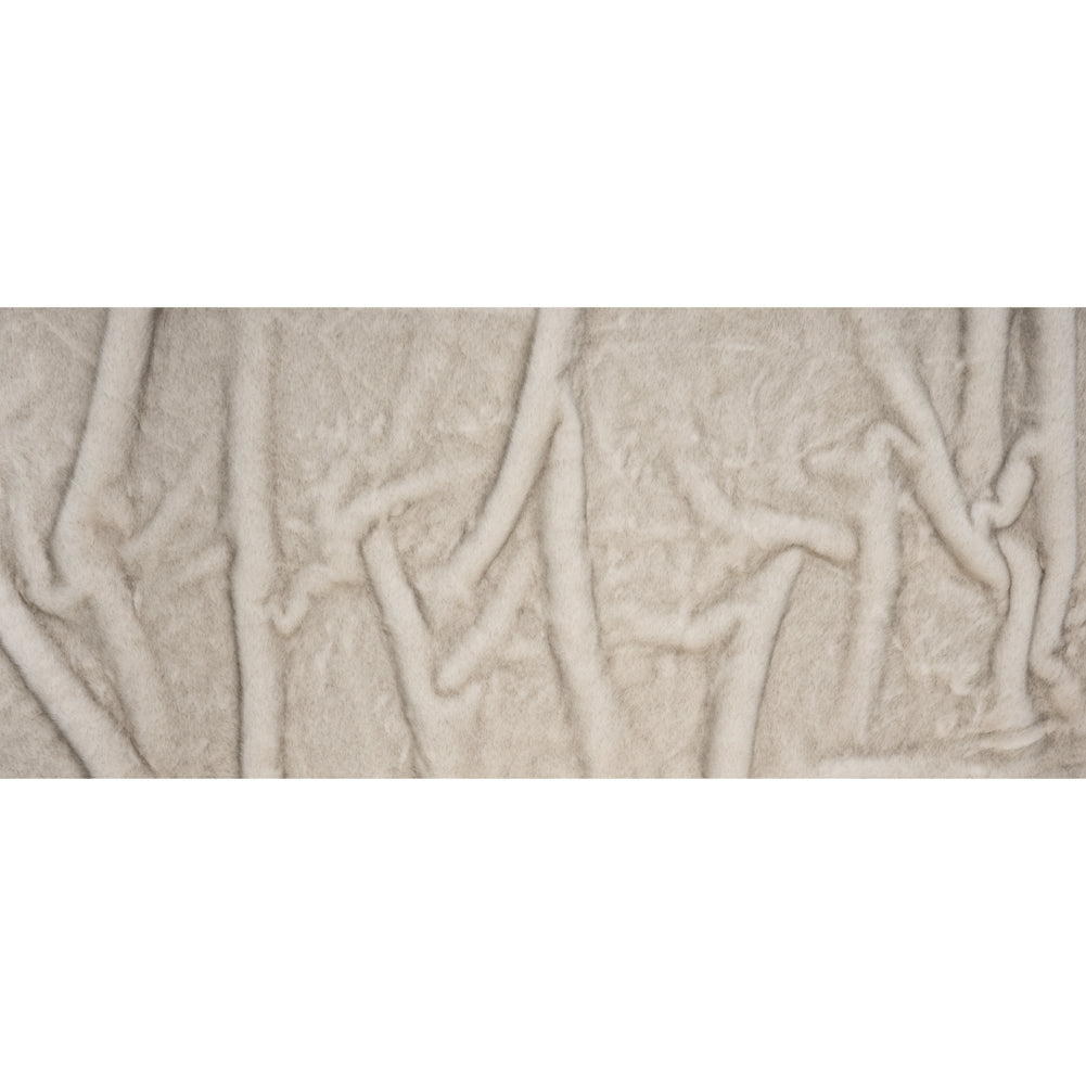 Plush Two-Tone Short Pile Recycled Polyester Faux Fur - Ivory with Black Tips