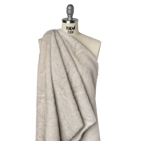 Plush Two-Tone Short Pile Recycled Polyester Faux Fur - Ivory with Black Tips