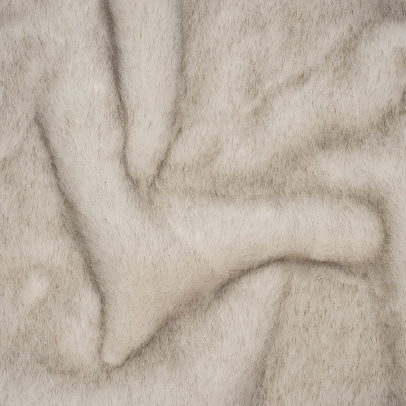 Plush Two-Tone Short Pile Recycled Polyester Faux Fur - Ivory with Black Tips