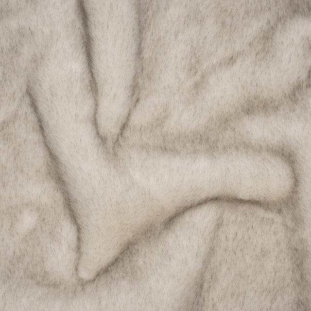 Plush Two-Tone Short Pile Recycled Polyester Faux Fur - Ivory with Black Tips