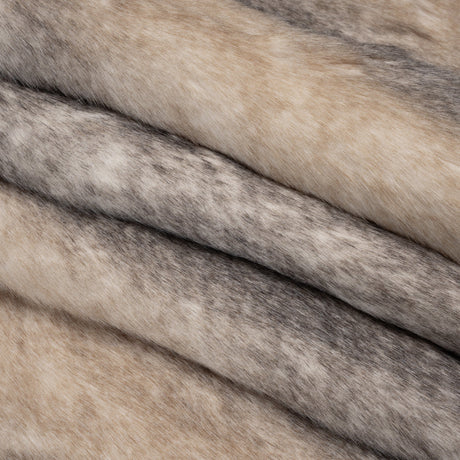 Plush Three-Tone Long Pile Recycled Polyester Faux Fur - Ivory, Tan and Charcoal Soft Stripes