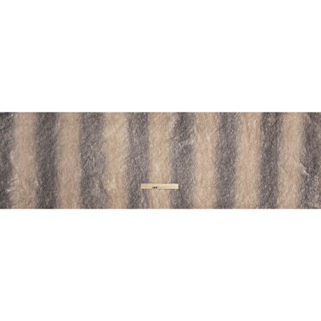 Plush Three-Tone Long Pile Recycled Polyester Faux Fur - Ivory, Tan and Charcoal Soft Stripes