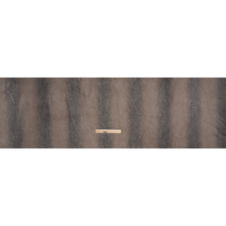 Plush Three-Tone Long Pile Recycled Polyester Faux Fur - Gray, Tan and Charcoal Soft Stripes