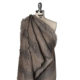 Plush Three-Tone Long Pile Recycled Polyester Faux Fur - Gray, Tan and Charcoal Soft Stripes