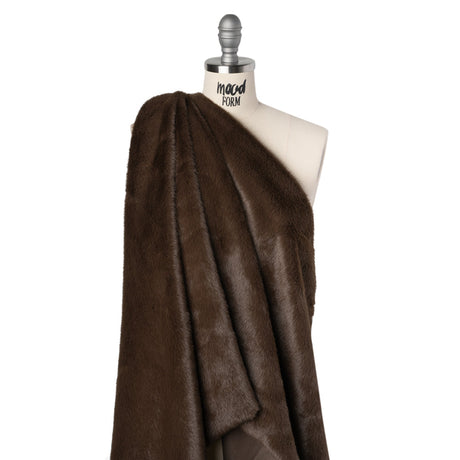 Short Pile Recycled Polyester Faux Fur - Brown