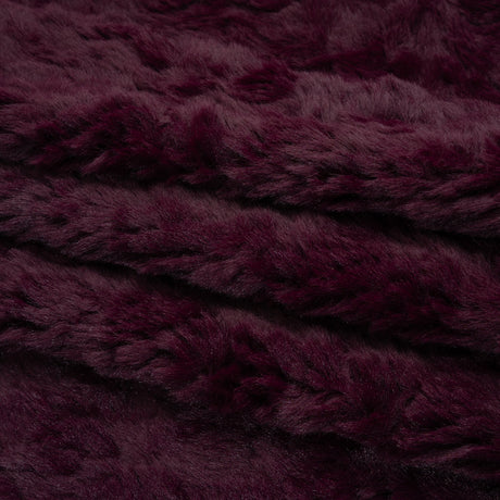 Textured Medium Pile Recycled Polyester Faux Fur - Port Wine Red