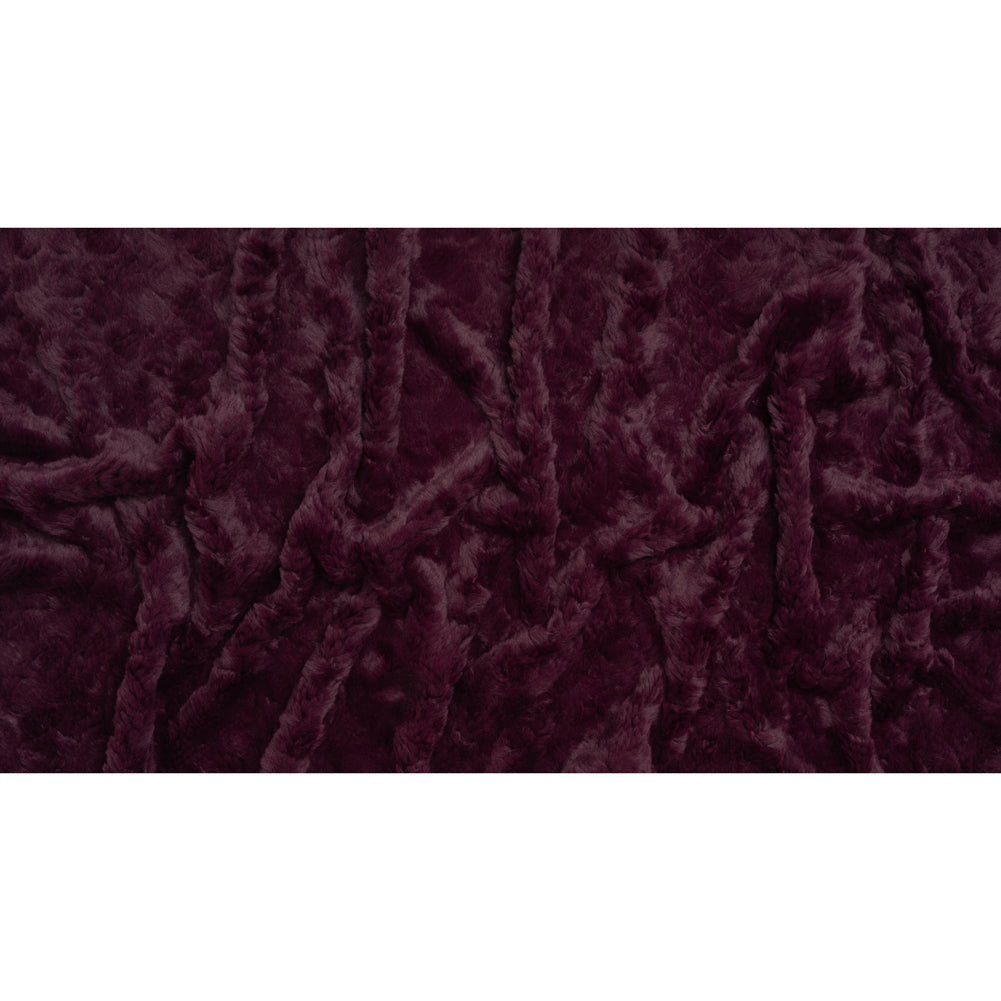 Textured Medium Pile Recycled Polyester Faux Fur - Port Wine Red