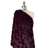 Textured Medium Pile Recycled Polyester Faux Fur - Port Wine Red