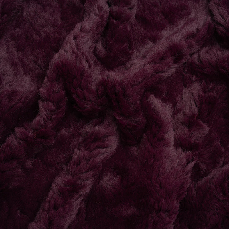 Textured Medium Pile Recycled Polyester Faux Fur - Port Wine Red