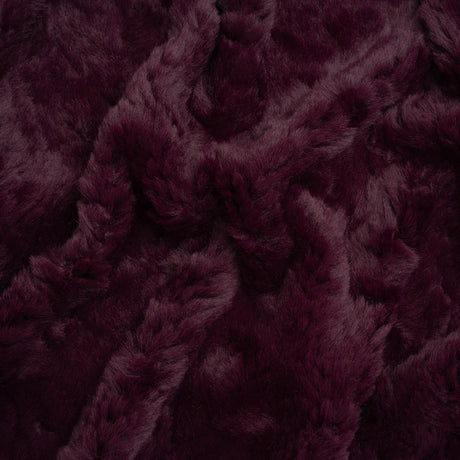 Textured Medium Pile Recycled Polyester Faux Fur - Port Wine Red