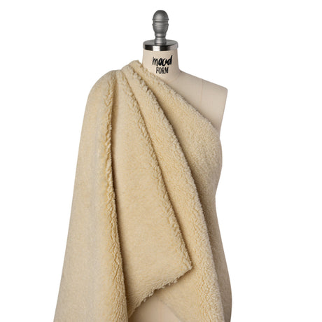 Recycled Polyester Faux Sherling Fur - Ecru